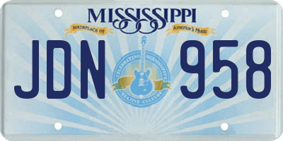 MS license plate JDN958