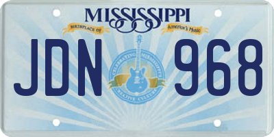 MS license plate JDN968