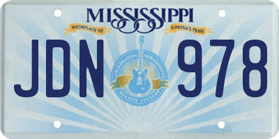 MS license plate JDN978