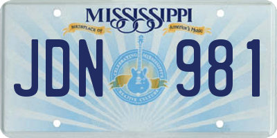 MS license plate JDN981