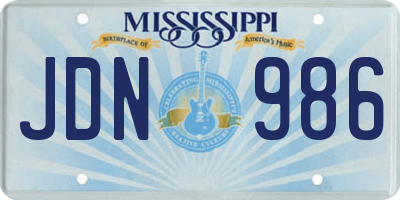 MS license plate JDN986