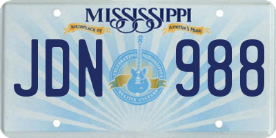 MS license plate JDN988