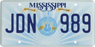 MS license plate JDN989