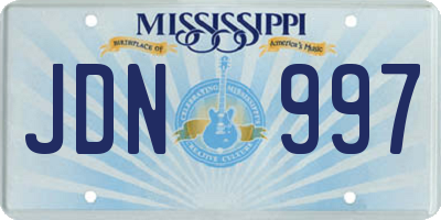 MS license plate JDN997
