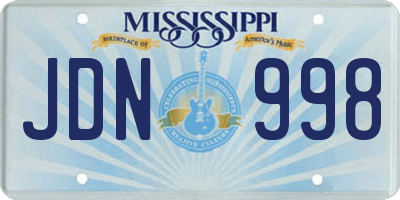 MS license plate JDN998