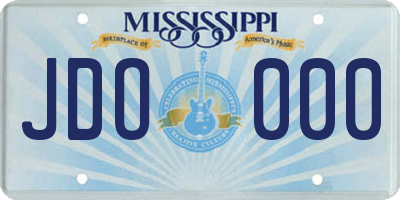 MS license plate JDO000