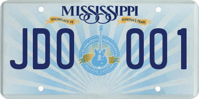 MS license plate JDO001