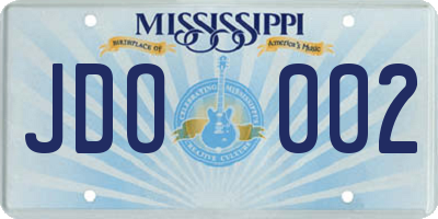 MS license plate JDO002