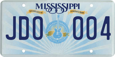 MS license plate JDO004