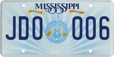 MS license plate JDO006