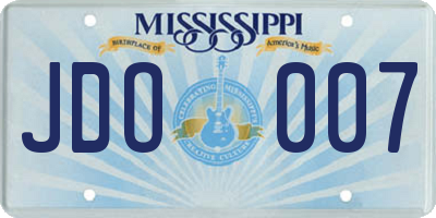 MS license plate JDO007