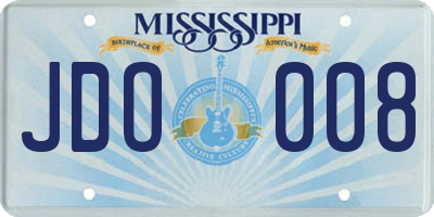 MS license plate JDO008