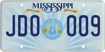 MS license plate JDO009