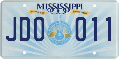 MS license plate JDO011