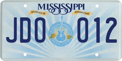 MS license plate JDO012