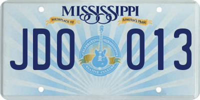 MS license plate JDO013