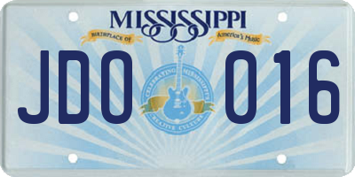 MS license plate JDO016