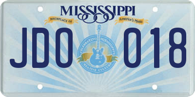 MS license plate JDO018