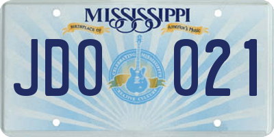 MS license plate JDO021
