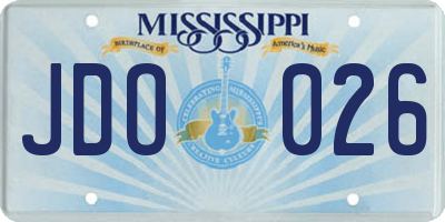 MS license plate JDO026