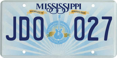 MS license plate JDO027