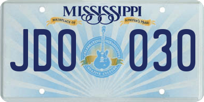 MS license plate JDO030