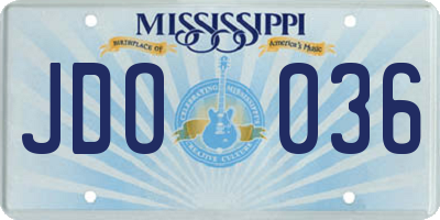 MS license plate JDO036