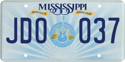 MS license plate JDO037
