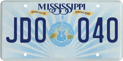 MS license plate JDO040