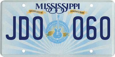 MS license plate JDO060