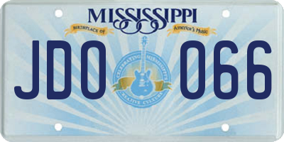 MS license plate JDO066