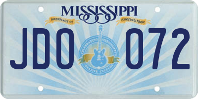 MS license plate JDO072