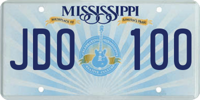 MS license plate JDO100