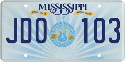 MS license plate JDO103