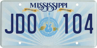 MS license plate JDO104