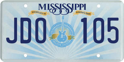 MS license plate JDO105