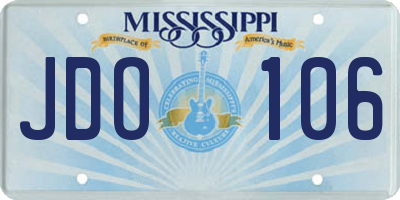 MS license plate JDO106
