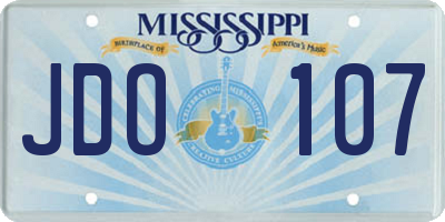 MS license plate JDO107