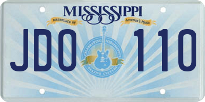 MS license plate JDO110