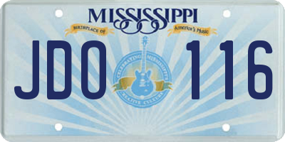 MS license plate JDO116