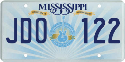 MS license plate JDO122