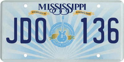 MS license plate JDO136