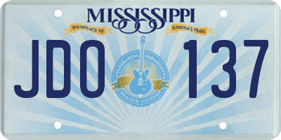 MS license plate JDO137