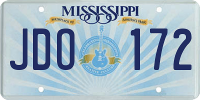MS license plate JDO172