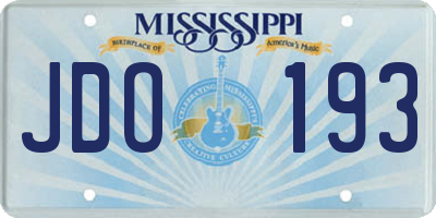 MS license plate JDO193