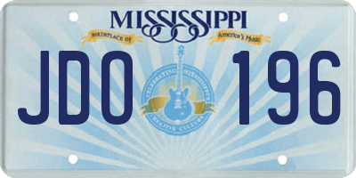MS license plate JDO196