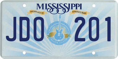 MS license plate JDO201