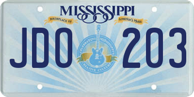 MS license plate JDO203