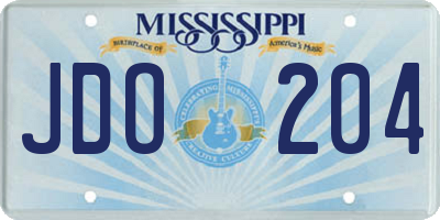 MS license plate JDO204