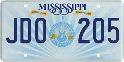 MS license plate JDO205